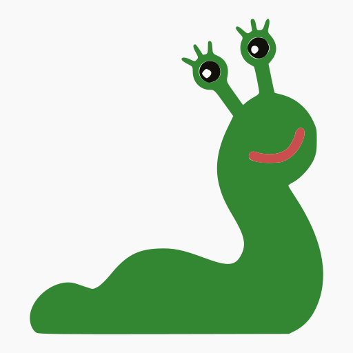 A green cartoon slug