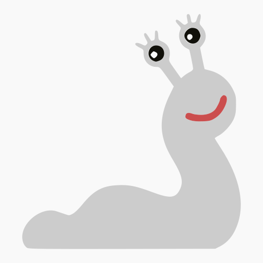 A gray cartoon slug