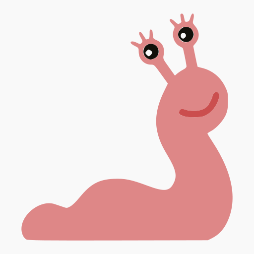 A pink cartoon slug
