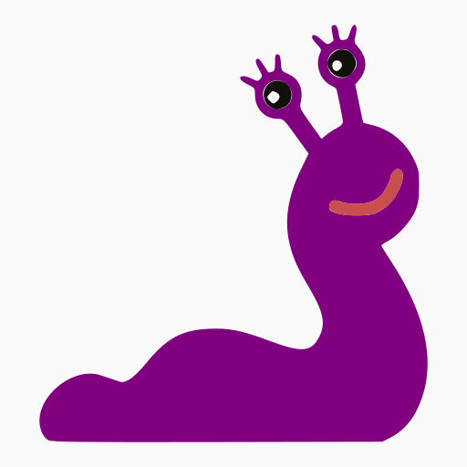 A purple cartoon slug